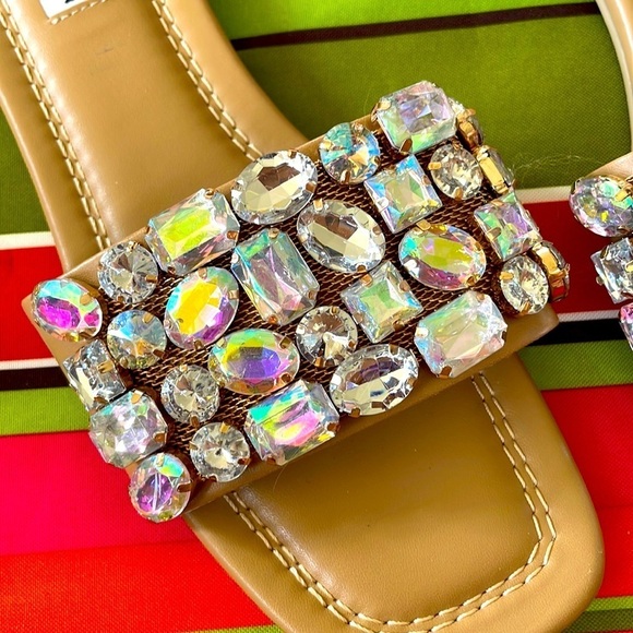 Brand New Steve Madden Malina Jeweled Gem Sparkly Bling Slide Sandals - Picture 5 of 13